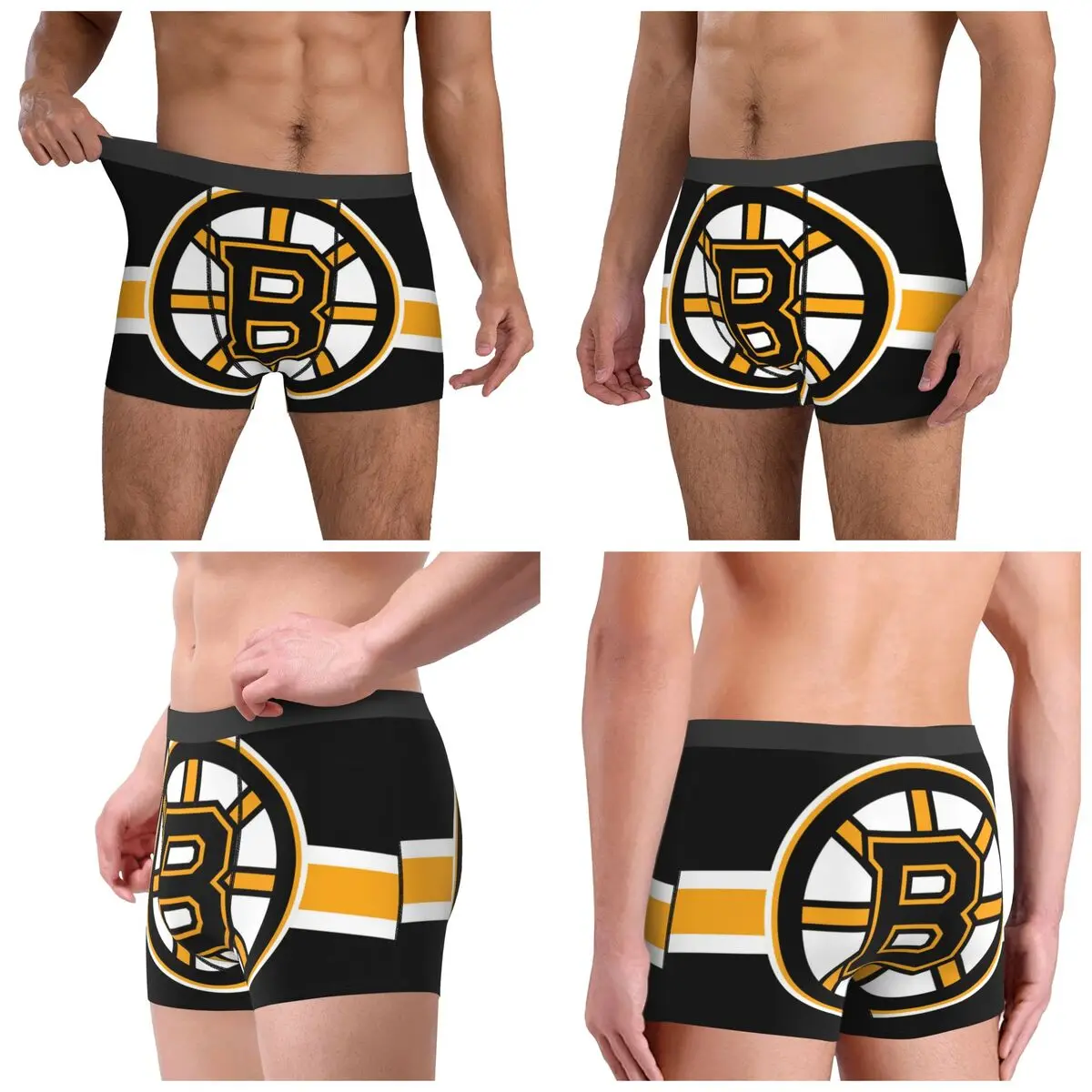 Boxer Underpants Shorts Firefighter Boston Fire Bruins Style Panties Men Soft Underwear for Homme Man Boyfriend Gifts