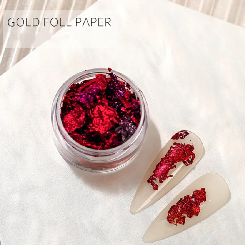 1pc  Firework Nail Holographic Platinum Foil Flakes Pigment Tin Foil Paper Glitter Nails Sequins Nail Accessories DIY