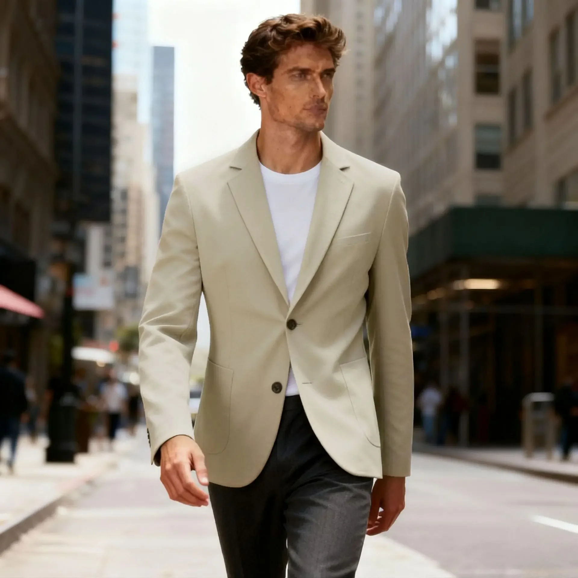 Men Suits Single Breasted Blazers Solid Suits Cardigan Outerwear Turn Down Collar Casual 2026 Summer Loose Buttons Spliced