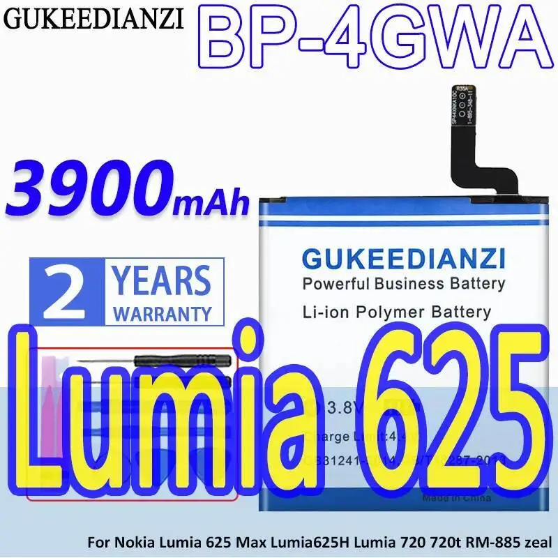 

Mobile Phone Battery 3900Mah BP-4GWA High Capacity For Nokia Lumia 625 Max Lumia625h 720 720T RM-885 Zeal