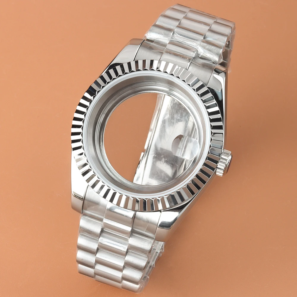 

High Quality 36mm 39mm Men‘s Watch Case Sapphire glass Steel Presidential Bracelet Strap Fit DATEJUST Seiko NH35 NH36 Movement