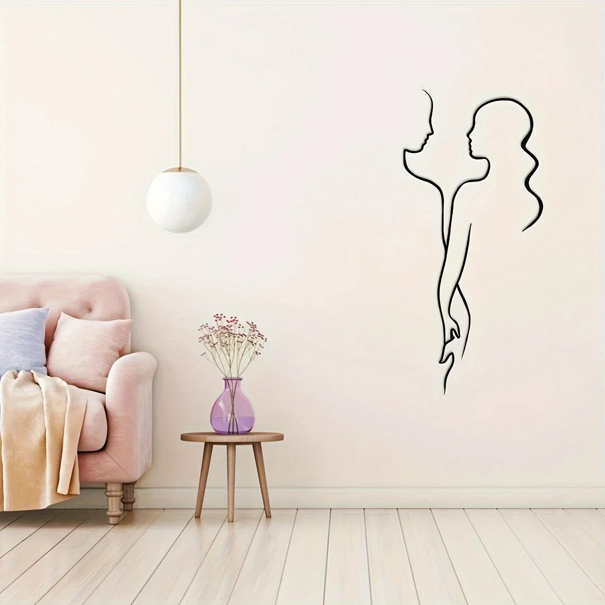 Couple Line Wall Stickers Are Suitable For Living Rooms And Bedrooms, Easy To Disassemble And Self Stick
