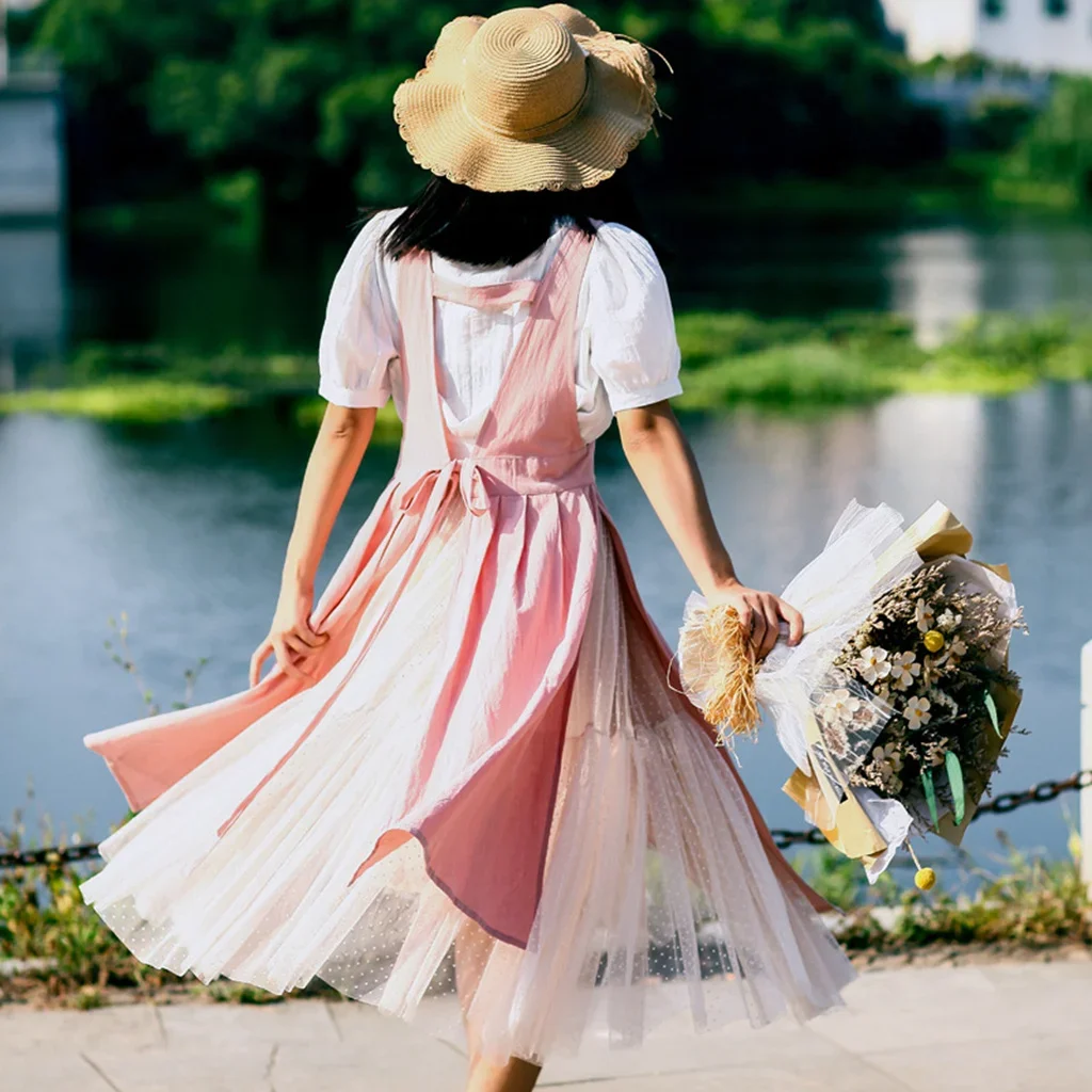 

Nordic Simple Florist Apron Cotton Linen Gardening Coffee Shops Kitchen Aprons For Cooking Baking Restaurant Slit apron Pinafore