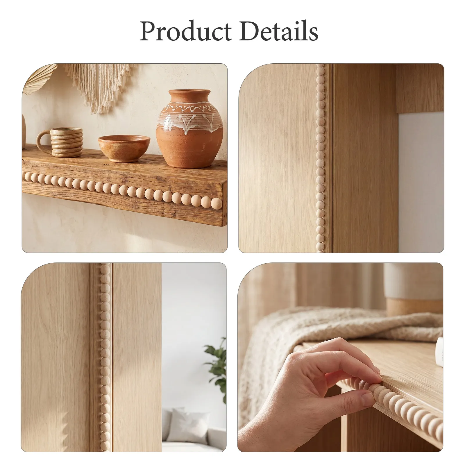 12Pcs Wooden Half Round Wood Mold Decorative For Wall Molding Trim Home Decor Beading Unfinished Natural