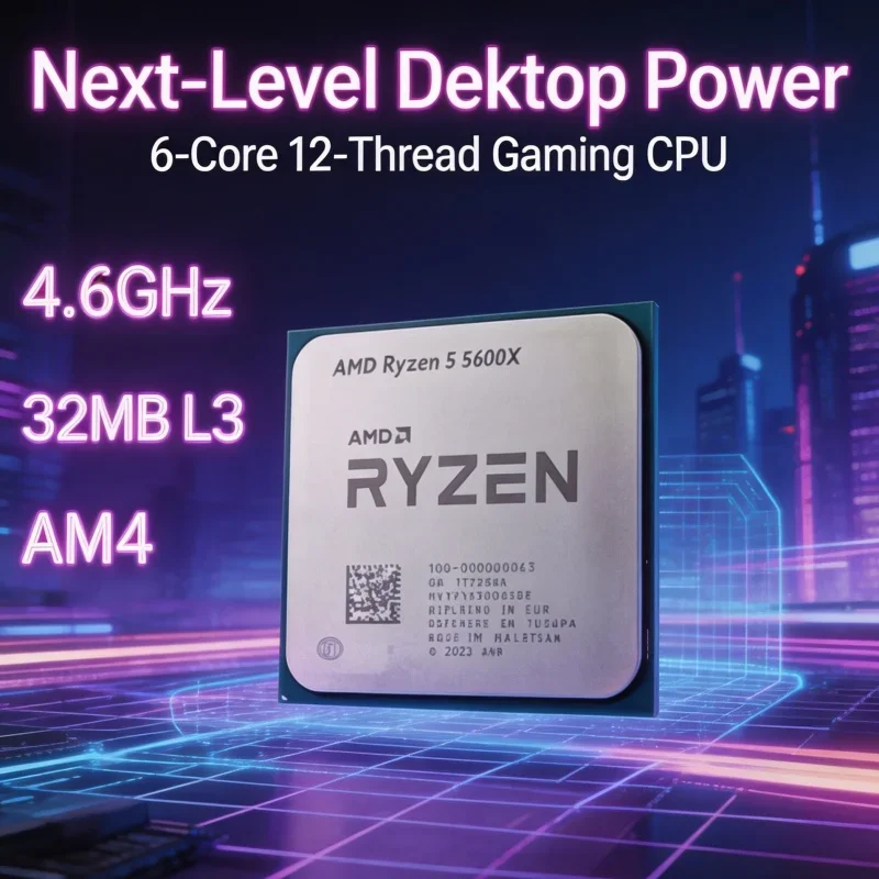 AMD R5 5600X Socket AM4 CPU 6‑Core 12‑Thread 4.6GHz Boost 32MB L3 Cache Tray Without cooler