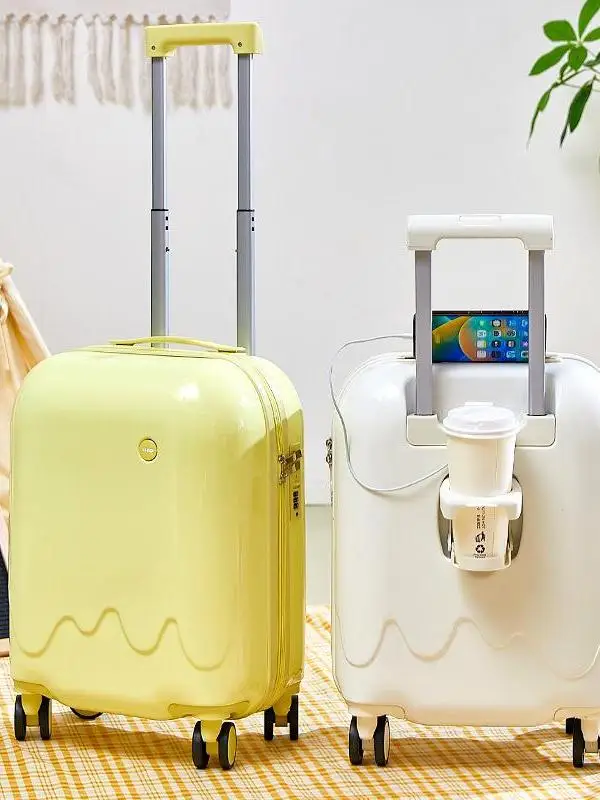baby-luggage-carry-on-cartoon-design-28-inch-silent-roller-suitcase-free-checked-bag-travel-bag-small-size-ice-cream-design
