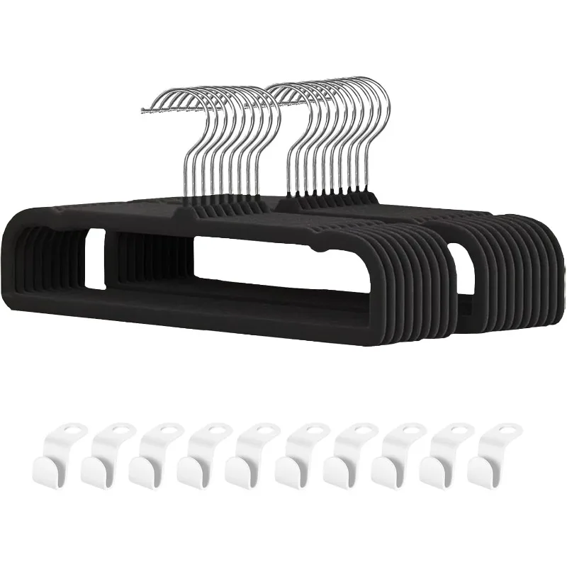 

Velvet Pant Hangers, 20pcs Heavy Duty Flocked Trouser Hangers with Non-Slip Bar, 35cm(L) Adult Clothes Hanger with Swivel Hook
