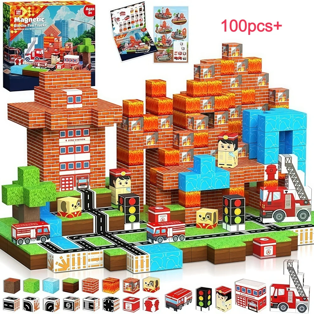 FUNXINEE Puzzle Blocchi magnetici educativi Giocattoli per bambini Modelli multipli di costruzione di scene Regali di Natale di compleanno