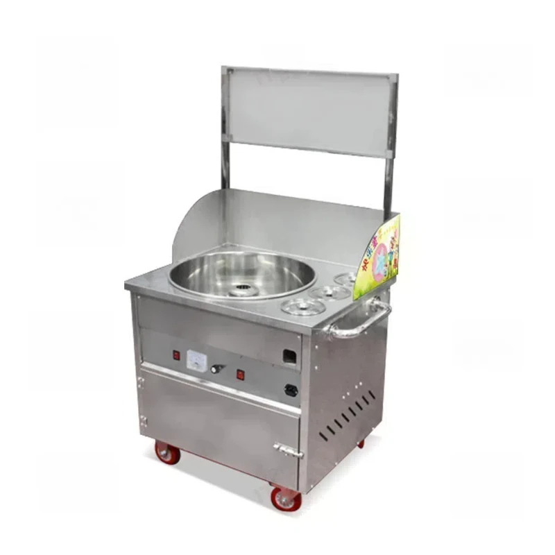 Vertical Gas Or Electric Cotton Candy Floss Machine with Cart Floor Design Cotton Candy Machine with 3 Sugar Barrels