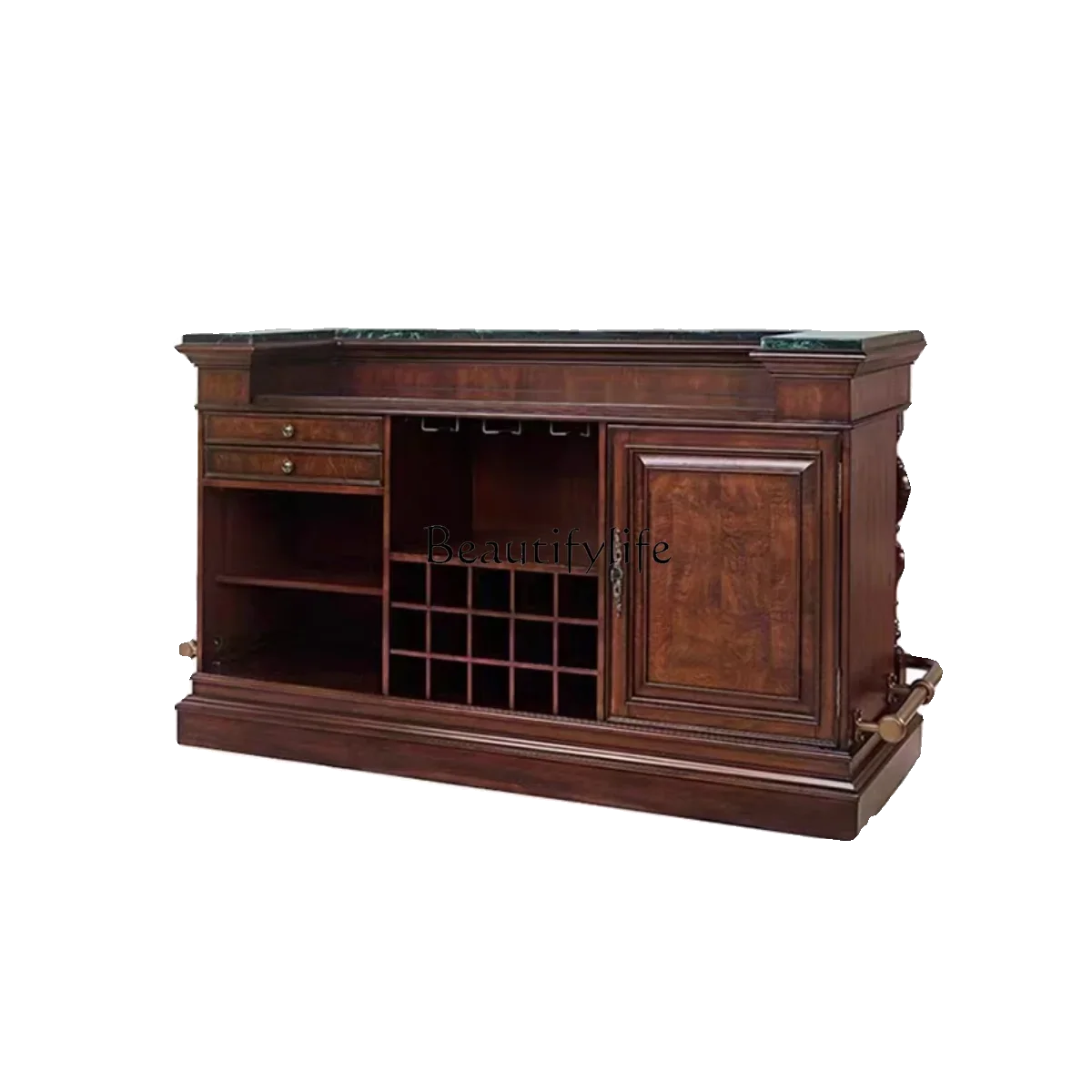 

ls 18-*American retro all-solid wood bar cabinet household marble surface European partition wine cabinet