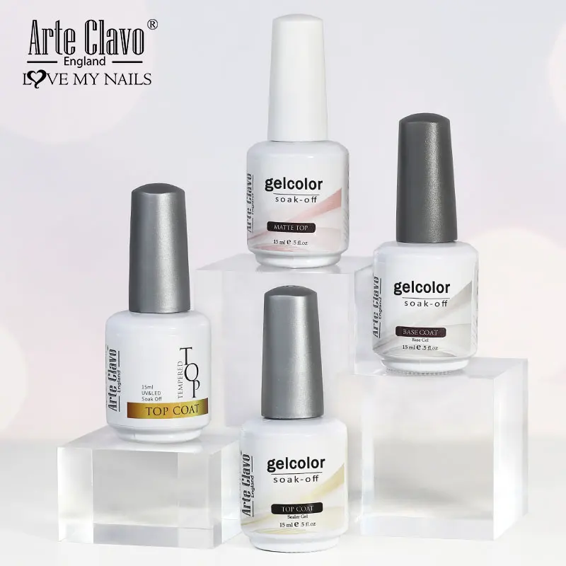 Arte Clavo 15ml Super Top Coat Gel Nail Polish Base Gel Matte Top Coat Semi-Permanent Varnish Soak Off Nail Art Functional Gel