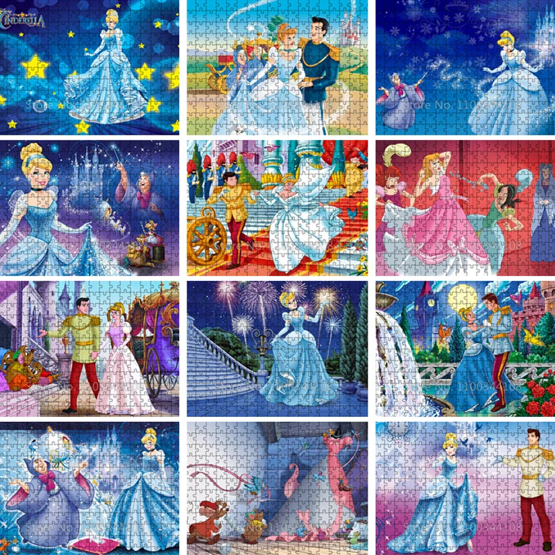 

Disney Princess Cinderella Jigsaw Puzzle Cartoon Animation 300/500/1000 Pieces Paper Wooden Puzzles Adult Decompression Toys