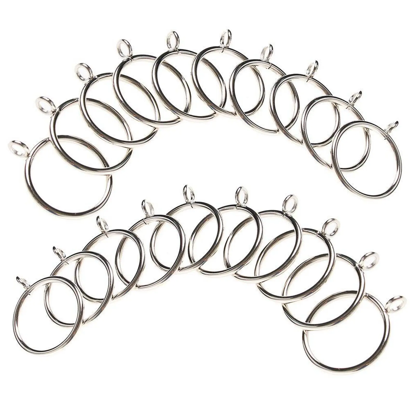 kuaishan 80 Pack Curtain Rings, 38mm Internal Diameter Iron Curtains Rings Hanging Rings for Curtains and Rods, Silver