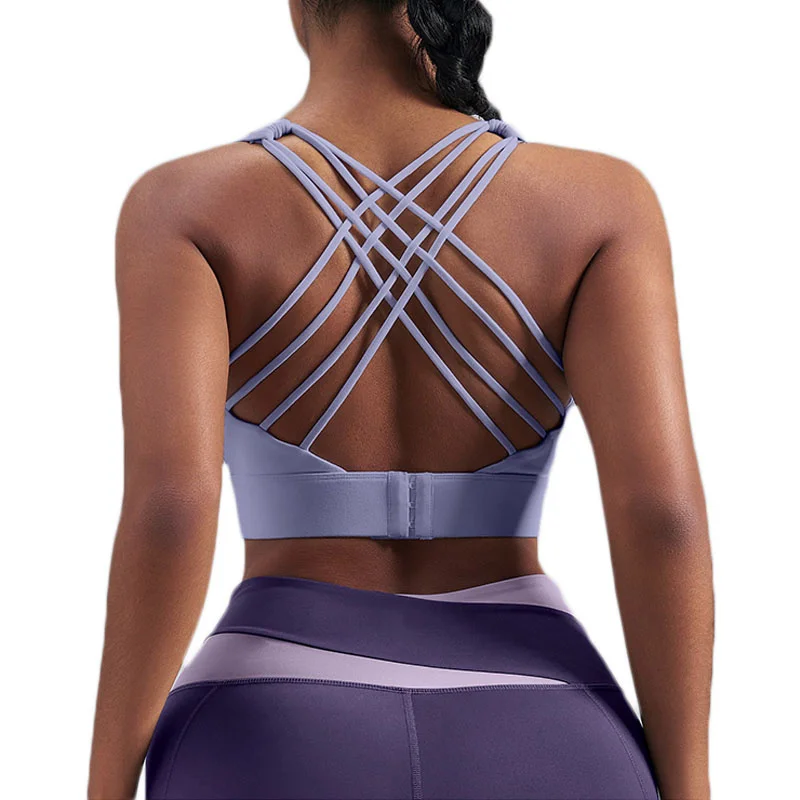 

PofyBofy Йога Спортивные бюстгальтеры с v-образным вырезом на бретелях для женщин с перекрещивающейся спиной Беспроводной съемный мягкий бюстгальтер для тренировок Йога Беспроводной тренажерный зал