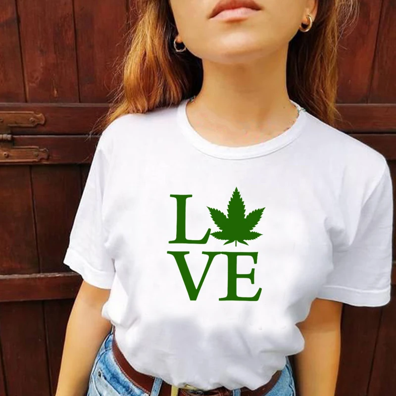 

Женская футболка с принтом надписи «I Love Weed», хлопковая готическая одежда, Y2k 2000s, модная футболка с графическим принтом для колледжа, женская футболка с коротким рукавом