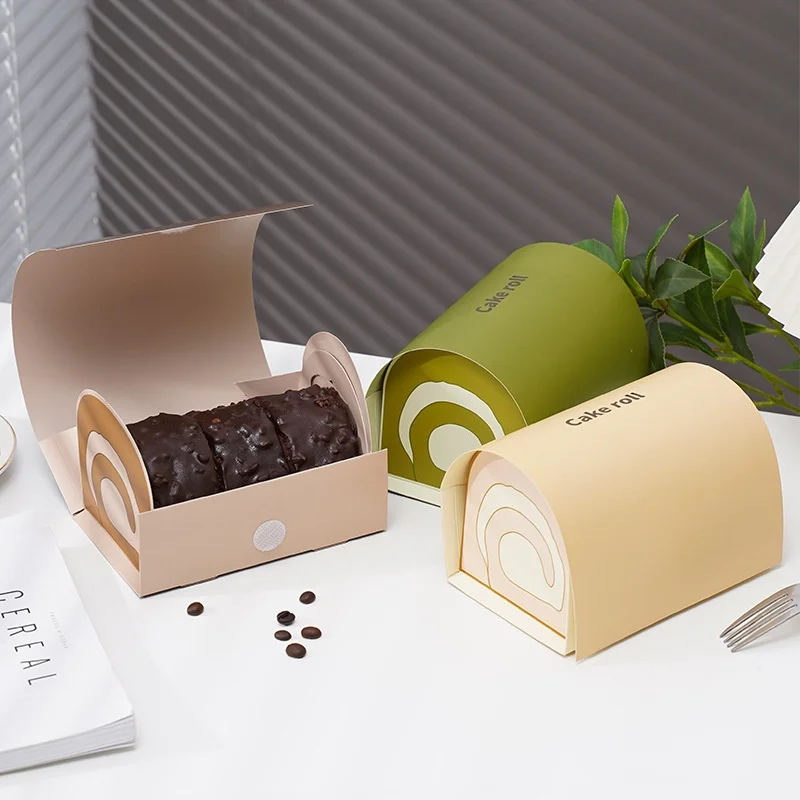 20pcs Mousse Cake Box With Lid Swiss Roll Dessert Cake Packing Boxes Towel Roll Swiss Roll Sandwich Gift Box