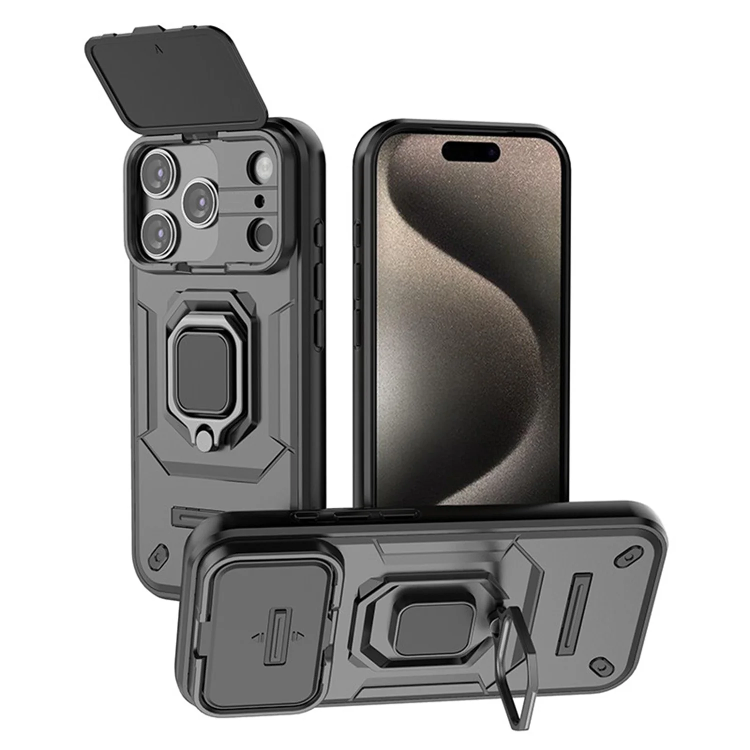 

Чехол для iPhone 17 Pro Max/17 Pro/17 Air/17 Slide с защитой камеры, магнитным кольцом-подставкой и ударопрочностью военного класса