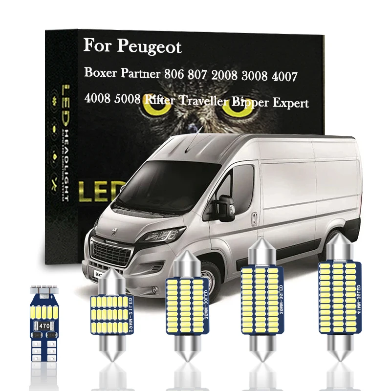 

Canbus For Peugeot Boxer Partner 2008 3008 4007 4008 5008 Bipper Expert Rifter Traveller 806 807 GT Interior Lights LED