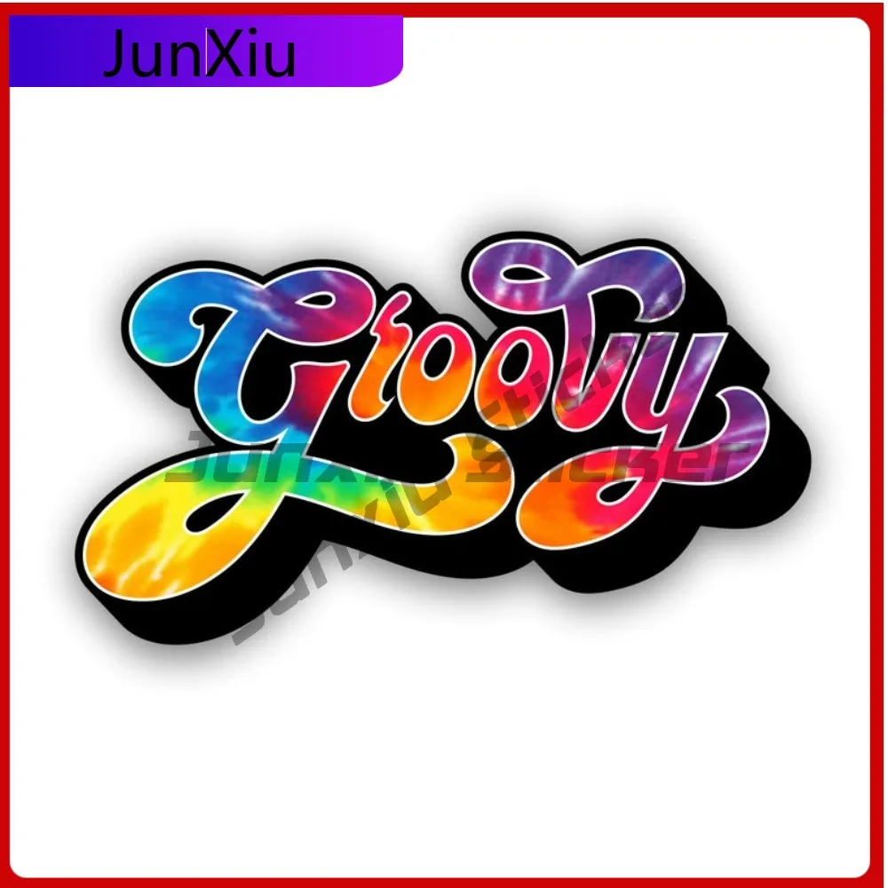 

Groovy Rainbow Tie Dye Sticker Waterproof Styling Decals Accessories For Car Truck Laptop Hydro Flask Bottle Or Any Smooth Surfa