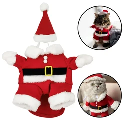 Warm Cat Clothes Funny Cosplay Kitten Christmas Costumes For Small Dogs Cats Santa Claus Outfits Pet New Year Party Costumes