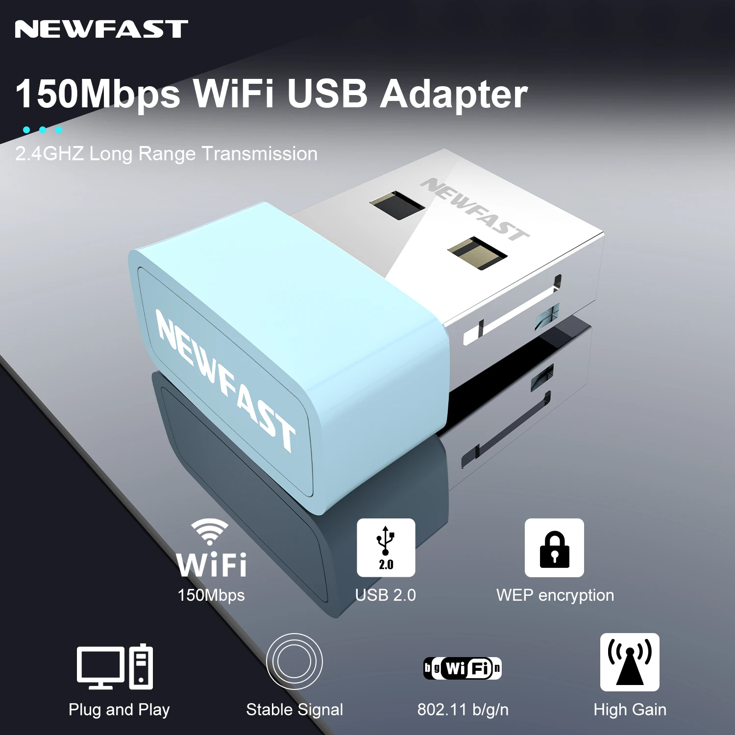Newfast 150Mbps Mini Wireless WiFi Adapter 2.4GHz Wifi USB Adapter Wireless Network Card Adaptador for Desktop Laptop PC Windows