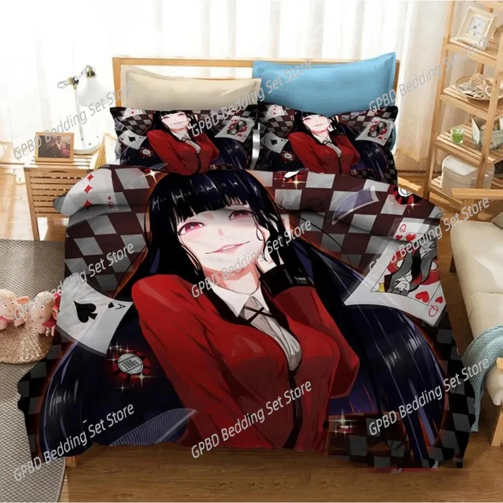 アニメ賭ケグルイ夢子 Jabami 3D 寝具セット布団カバー枕カバーシングルツインフルクイーンキングサイズ家の装飾キルト男の子ギフト