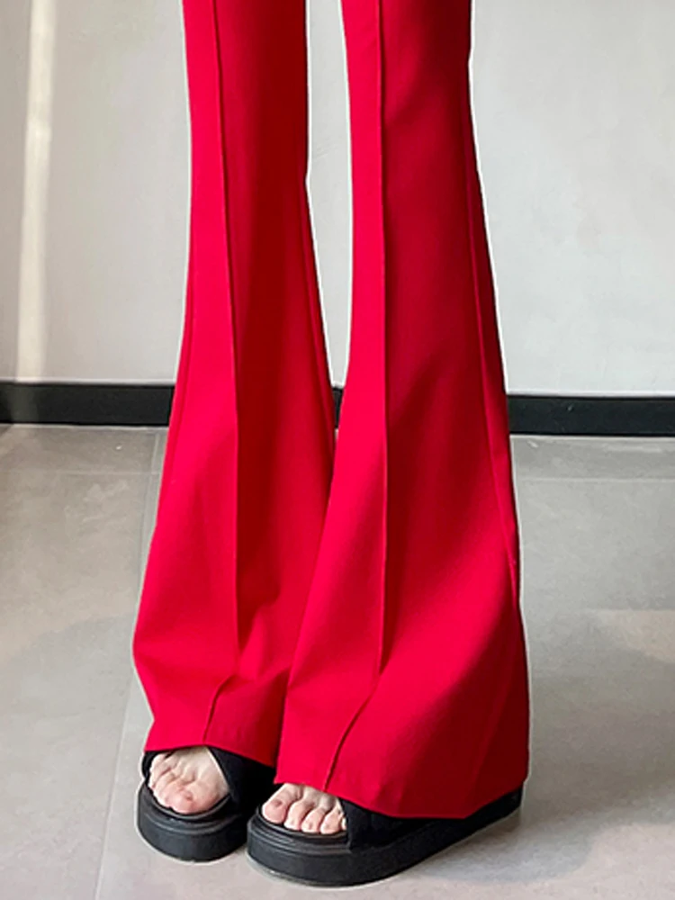 Split Pants for Women 2024 Autumn Spring New Fashion Vintage High Waist Flare Pants Skinny Casual High Quality Pants