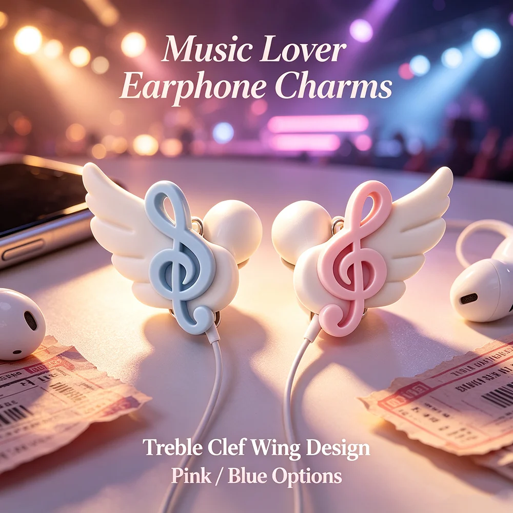 Minimalist INS Style Wing Music Note Headphone Charms Cute 3D Decor Accessories Wired Wireless Headset Ornaments Gift For Friend