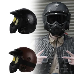 DOT Open Face Casco Moto Motorcycle Accessories Men Moto Helmets Certificated Retro Motorcycle Helmet Free Goggles