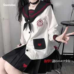 Cute Ghost JK Uniform Suit Japanese College Style Sweet Sailor Suit Top Suit Japanese Fashion Pleated Skirt Role Play Cos Woman