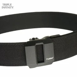 Sturdy Metal Automatic Buckle Hard Tactical Belt Double Layer Thickened Hanging Gun Belts For Men Outdoor 3.8cm Width Waistband