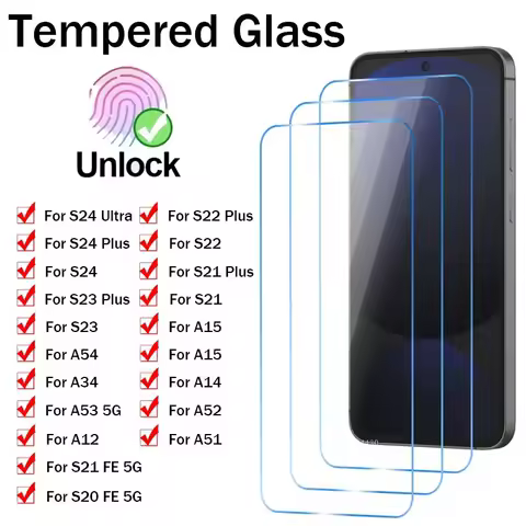 3PCS Screen Protector For Samsung S24 Ultra S23 S22 S21 Plus S21 S20 FE 5G Tempered Glass For Samsung A14 A53 A52 A51 5G A12