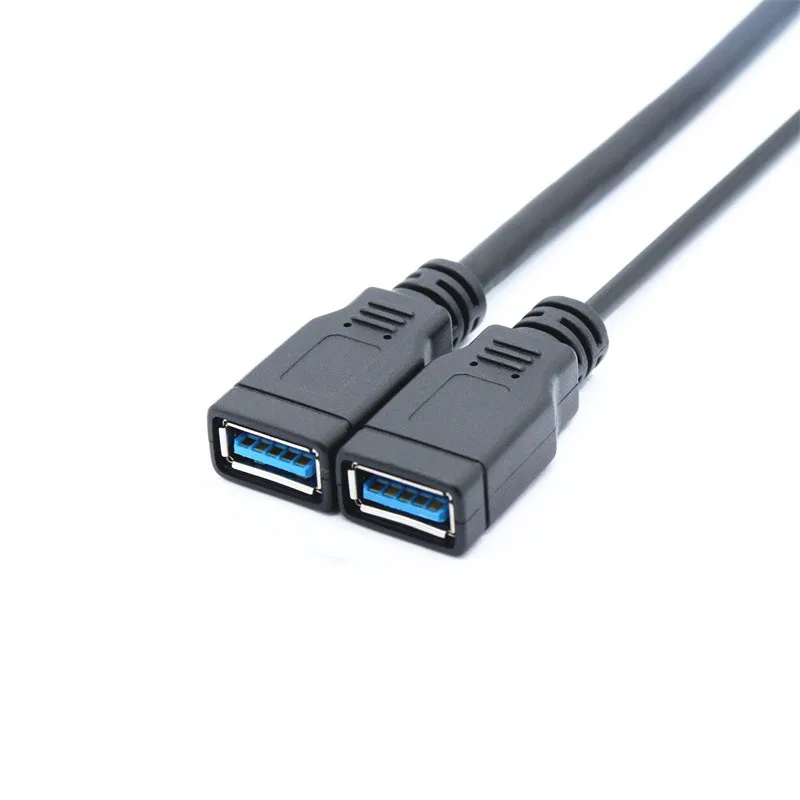 Kabel Data adaptor daya, kabel ekstensi kabel daya pengisi daya USB 3.0 A 1 Male ke 2 Dual USB Female 30cm