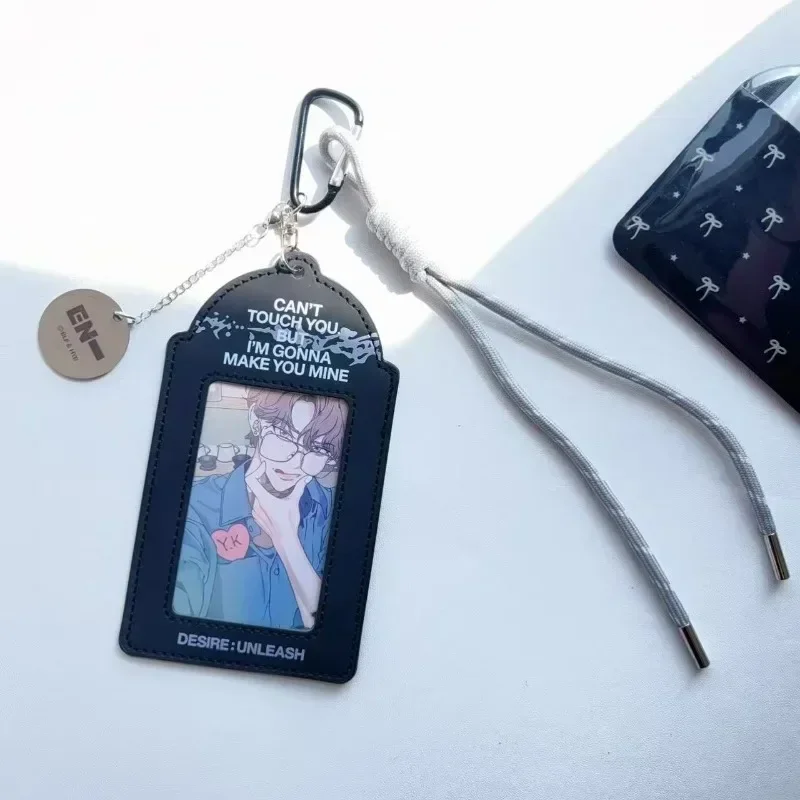 Anime ENHYPENS Merch PU Leather Card Holder 3 Inch Polaroid Photocard Case Kpop Idol Photocard Storage Sleeve Portable Keychain view 3