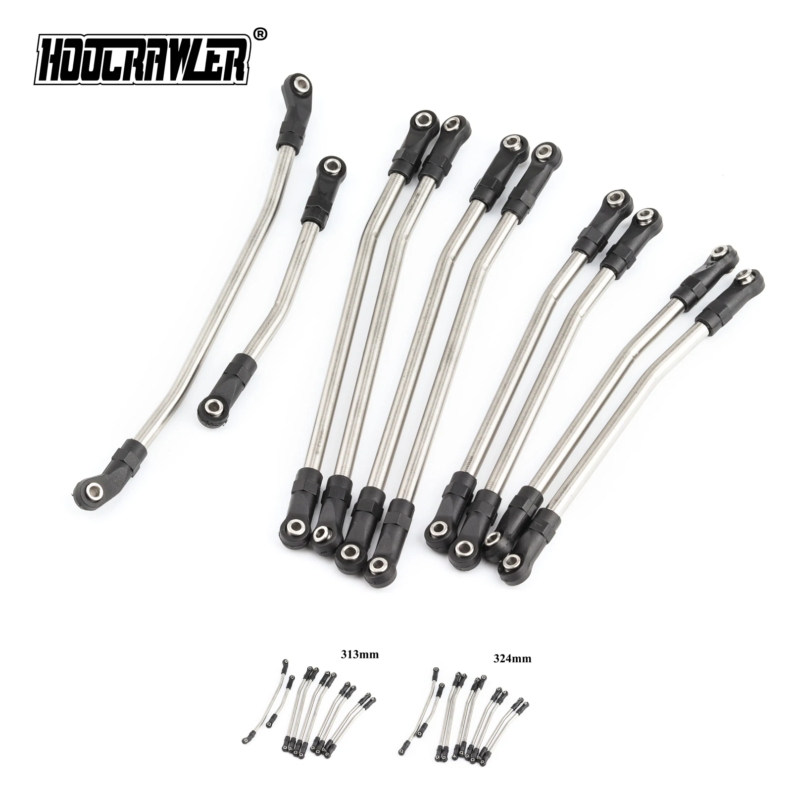 313mm/324mm Metal Link Set Linkage Steering Rod with Nylon End Kit for Axial SCX10 SCX10 II 90046 1/10 RC Crawler Car