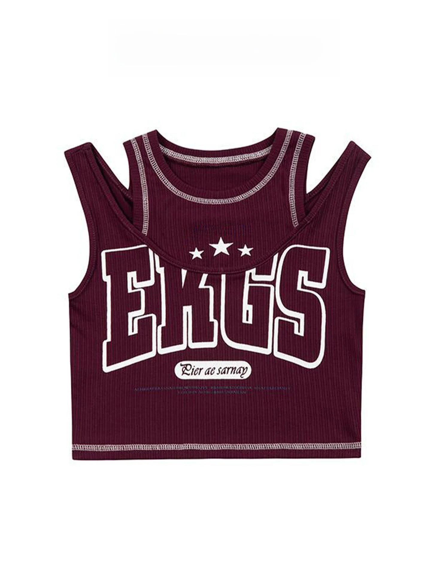 Retro American Sle Spicy Girl Double-Breasted Vest Women's ort Printed Tank Top Summer Exterior Design Trendy Clothing