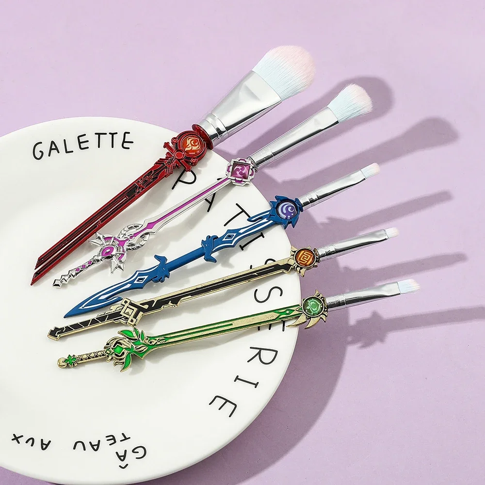 أنيمي جينشين إمباكت شياو فورينا الهيثم كوسبلاي 5 قطعة فرش التجميل الوجه الحاجب عينيه فرشاة للمكياج ملحق