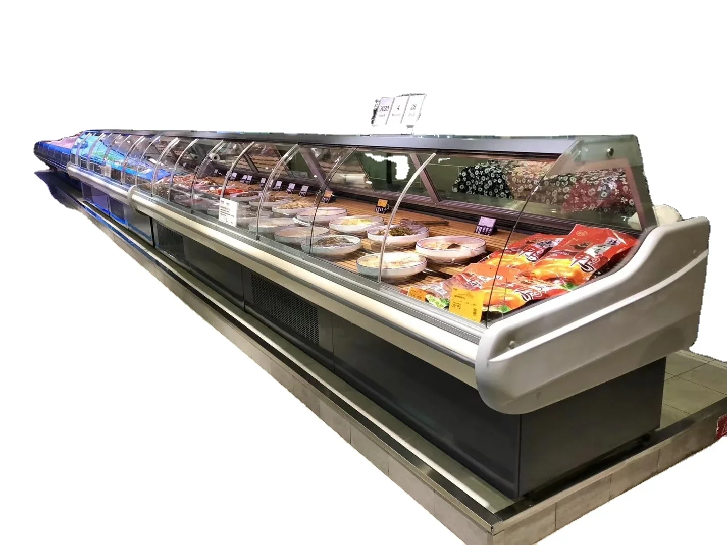 Vitrine commerciale de réfrigérateur de viande et de nourriture de supermarché