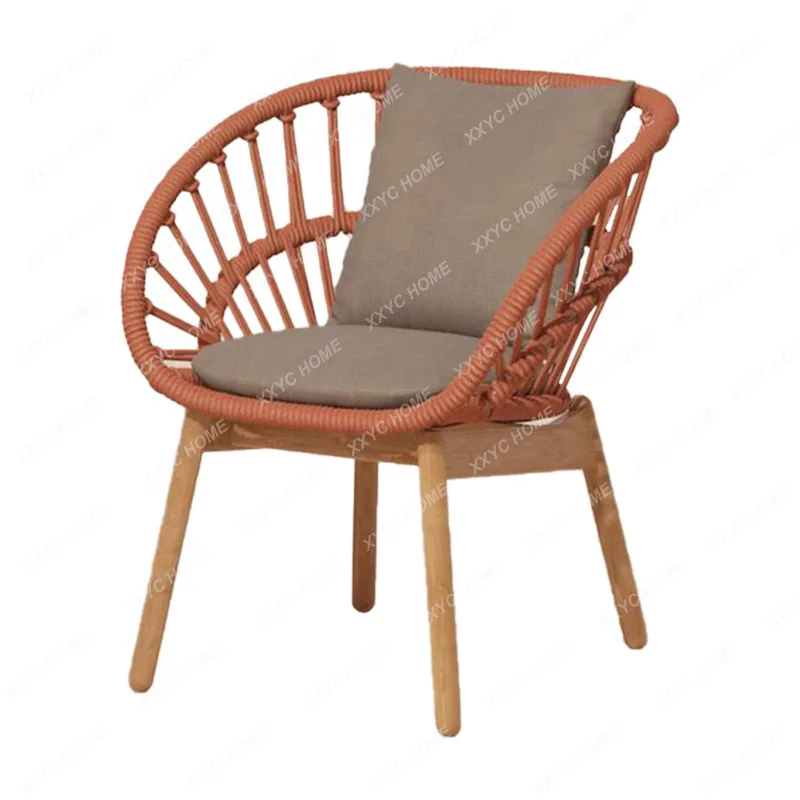 

Rattan Chair Three-Piece Courtyard Outdoor Teak Rattan Single Combination Sofa Hotel Homestay Dining Table and Chair Furniture