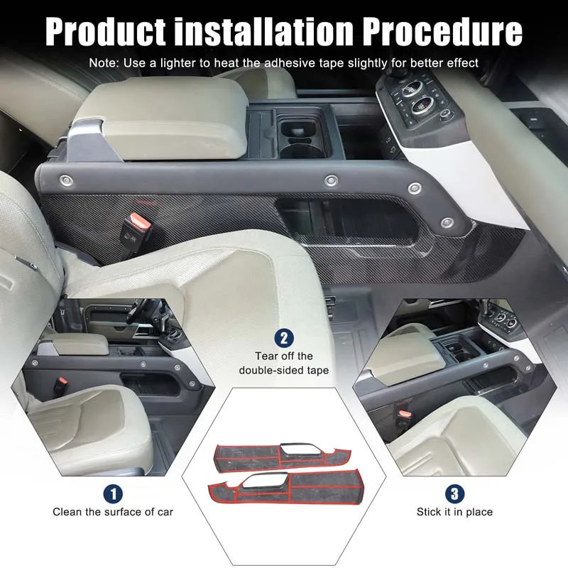 

For Land Rover Defender 90 110 2020+Real carbon fiber car central control handrail side large panel sticker Car accessories 2Pcs