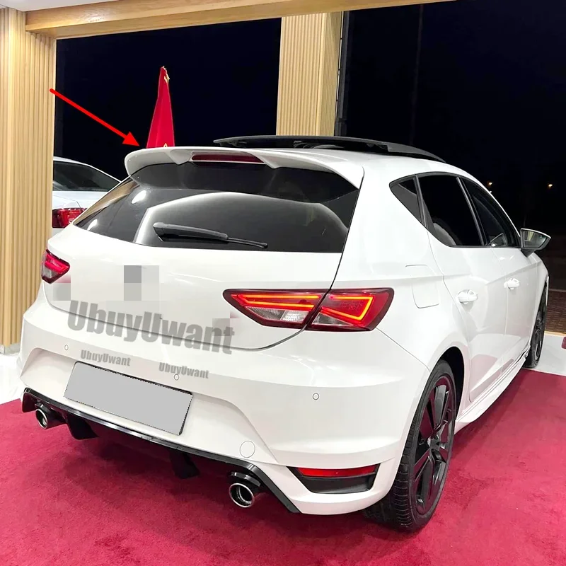 For Volkswagen Seat LEON MK3 5F FR Style Hatchback Spoiler 2012 - 2020 Rear Roof Lip Spoiler Car Tail Wing Decoration view 5