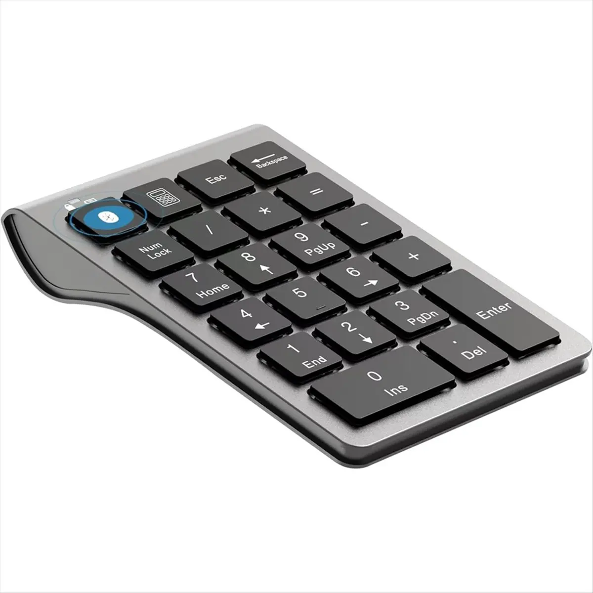 A46U Bluetooth Number Pad Wireless & Wired USB Keypad 2-in-1, Rechargeable Numpad for Laptops, Desktop