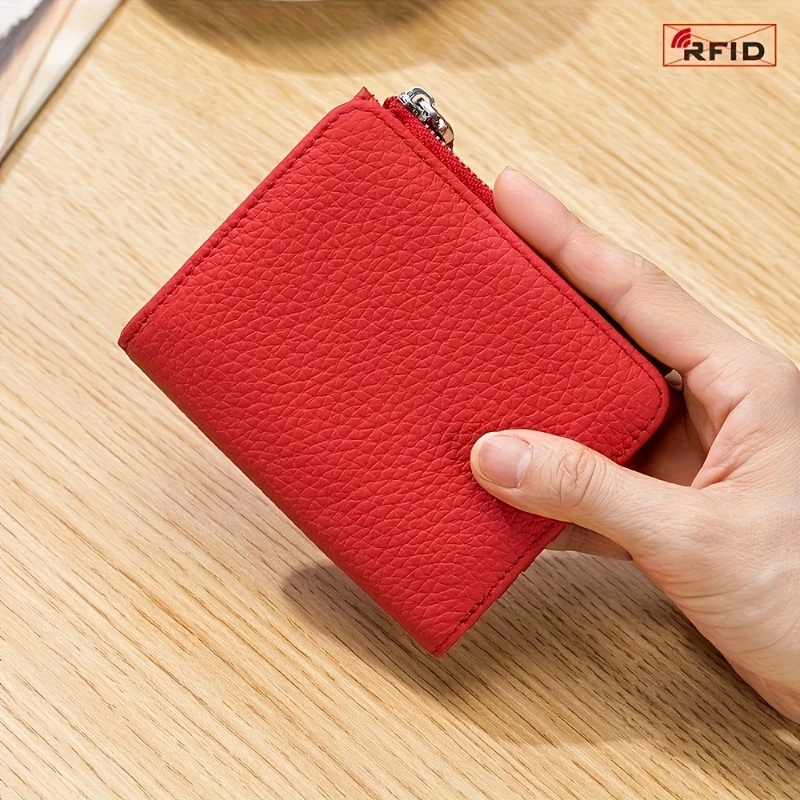 Herren Damen Niedliche Kurze Geldbörse Luxuriöse Einfarbige Reißverschluss-Münzbörse RFID-Bankkartenhalter Schlanke Kleine Geldtasche Kleine Schwarze Geldbörse W – Detail 9