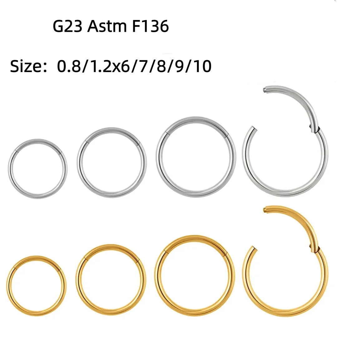 Lot50PCS G23 Titanium Piercing Ear Seamless Hinged Segment Ring Clicker Cartilage Nose/Lip Hoop Ring Earring Daith Helix