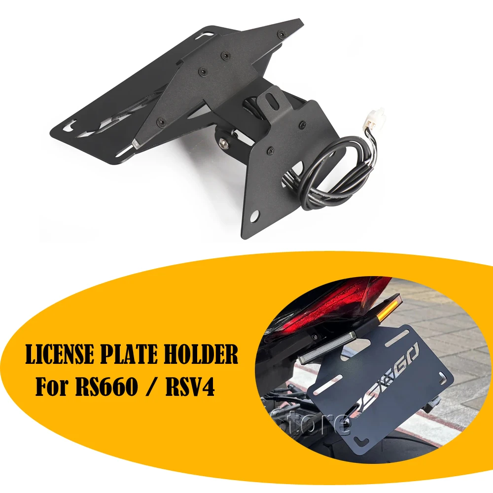 

Foldable License Plate Holder For Aprilia RS660 Tuono 660 V4 RSV4 1100 Factory Motorcycle Tail Tidy Fender Eliminator LED Light