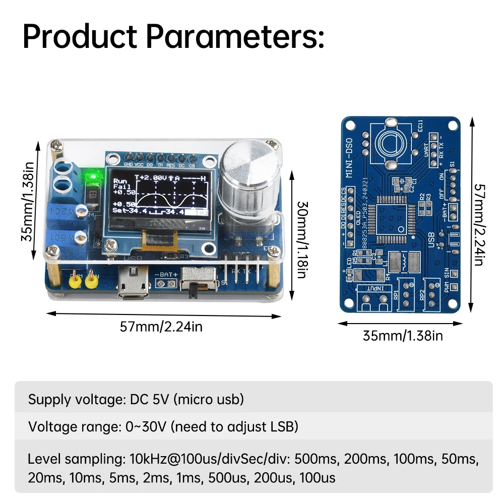 Osiloskop Digital Mini DIY, Kit elektronik STC microkontroler Solder suku cadang longgar 0.96 inci DOS LCD rakitan Solder