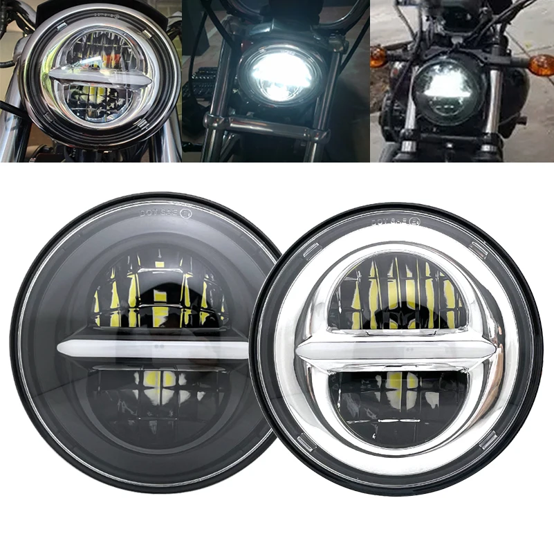 5.75 Inch LED Motorcycle Projector Headlight Led Hi/Lo Beam for Harley Sportster 1200 883 Touring Scrambler 5 3/4" Headlamp.