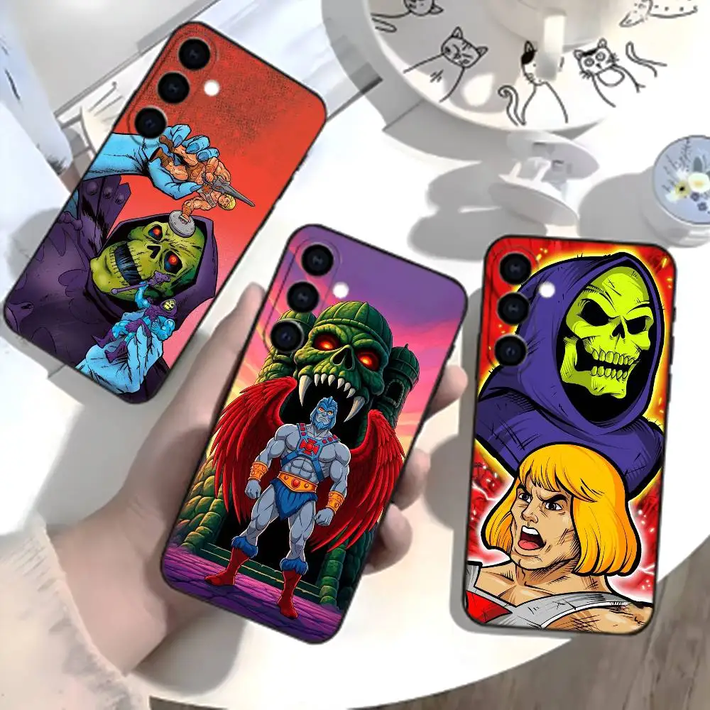 Capa de telefone M-MOTU He-Man para Samsung Galaxy A73, A21s, A22, A31, A52, A53, A71, A41, capa preta macia