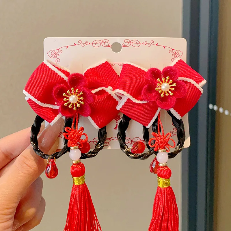

New Year's Small Gifts for Children, New Year's Greetings Headwear, Bow Hair Clips, 2026 New Style Tassel Small Clips, Children's Gifts