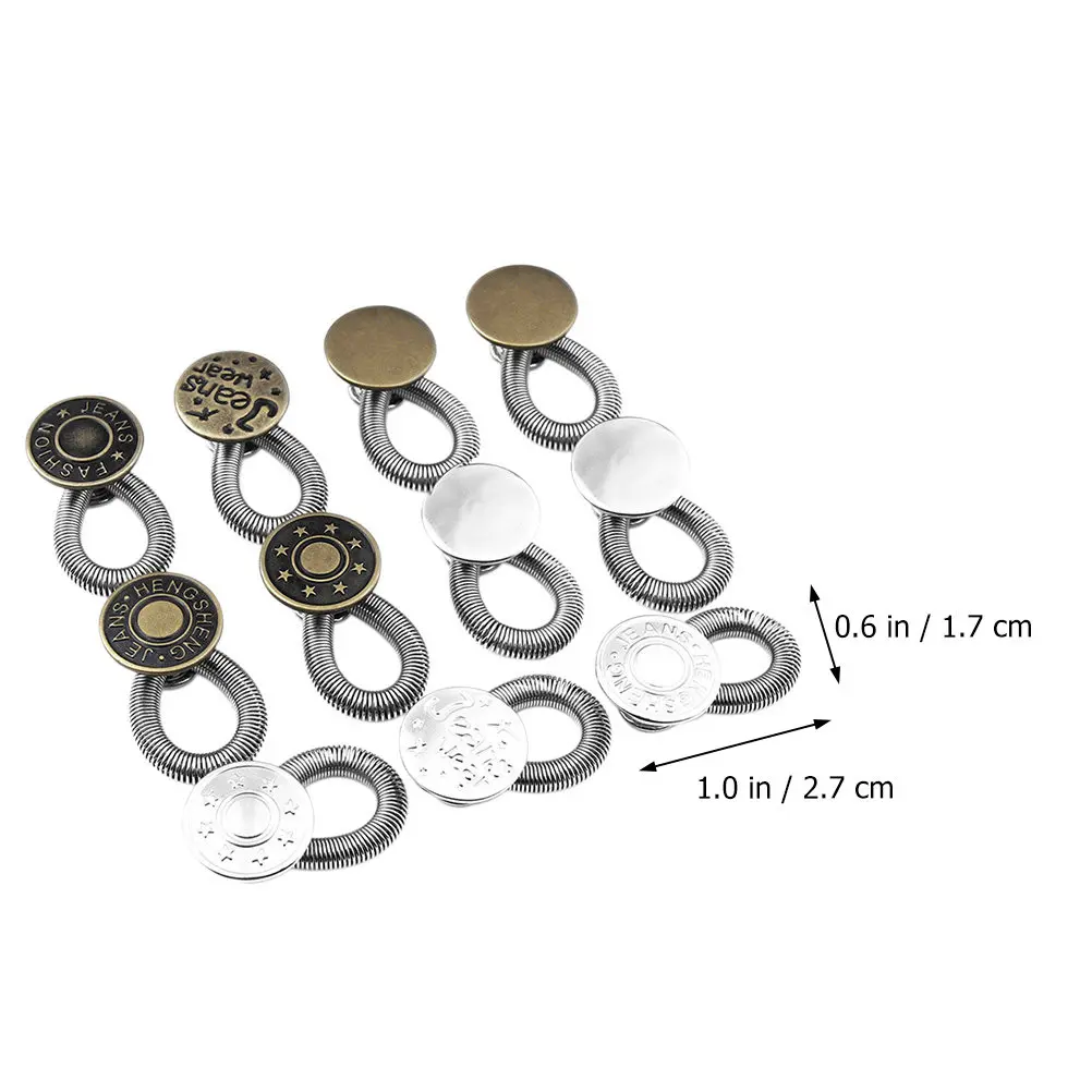 11Pcs No Sewing Alloy Waistband Button Extender Spring Metal Retractable Jeans Pants Collar Expander Clothing Collar Extender